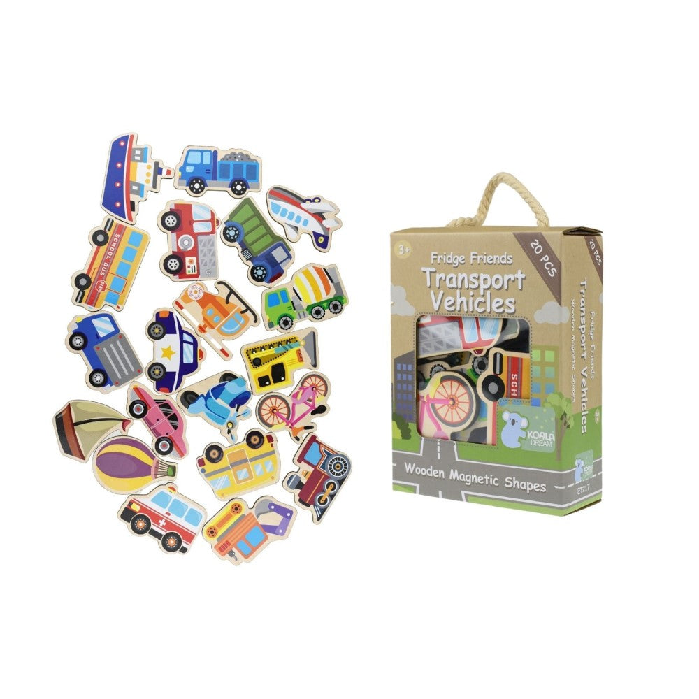 20 Pcs Transport Vehicles Wooden Fridge Magnets