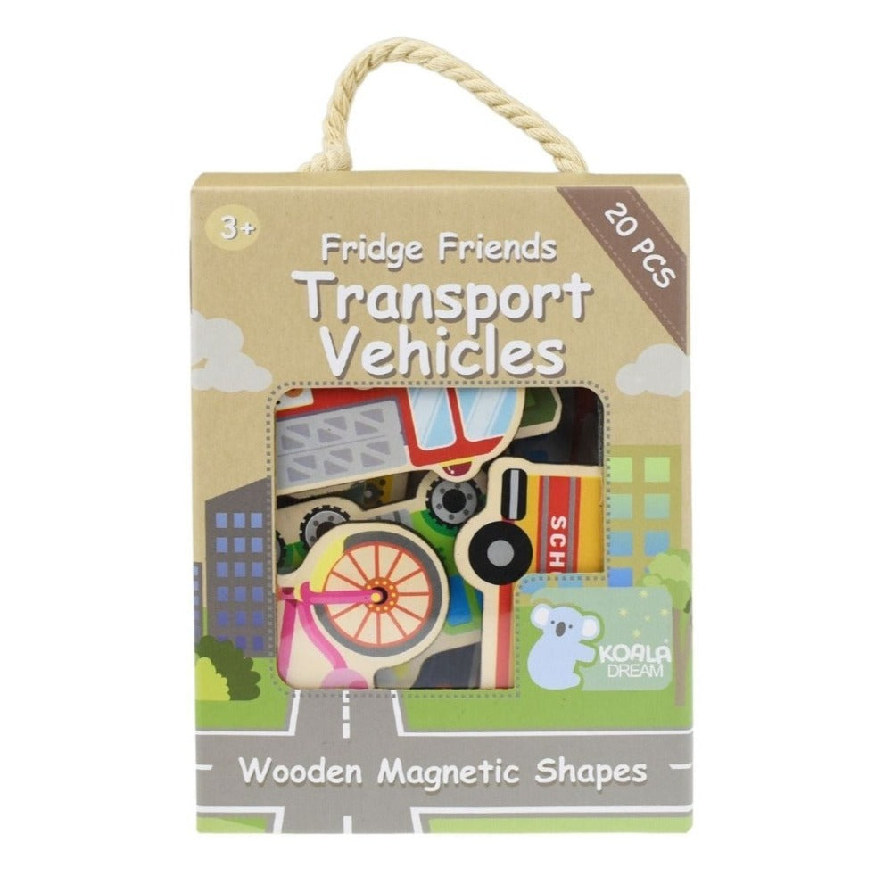 20 Pcs Transport Vehicles Wooden Fridge Magnets