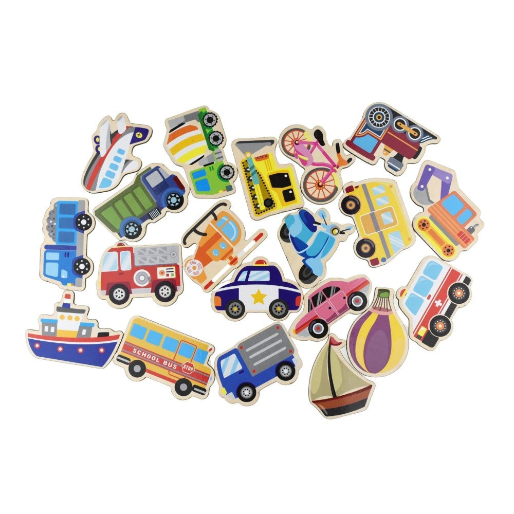 20 Pcs Transport Vehicles Wooden Fridge Magnets