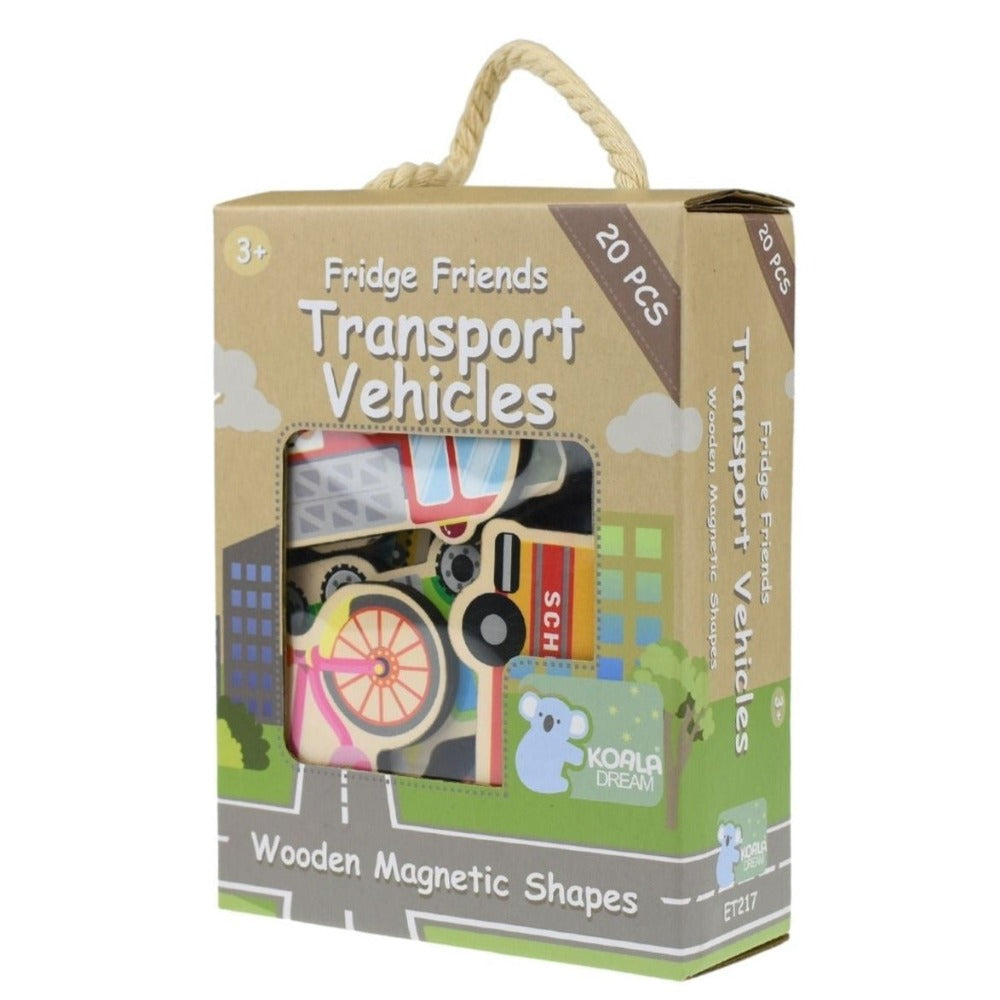 20 Pcs Transport Vehicles Wooden Fridge Magnets