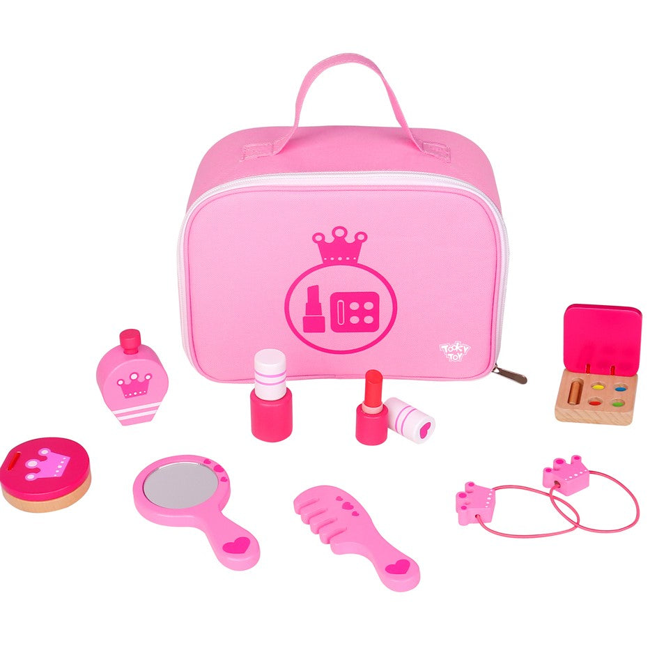 Girls Pretend Play Pink Makeup Set In Carry Case