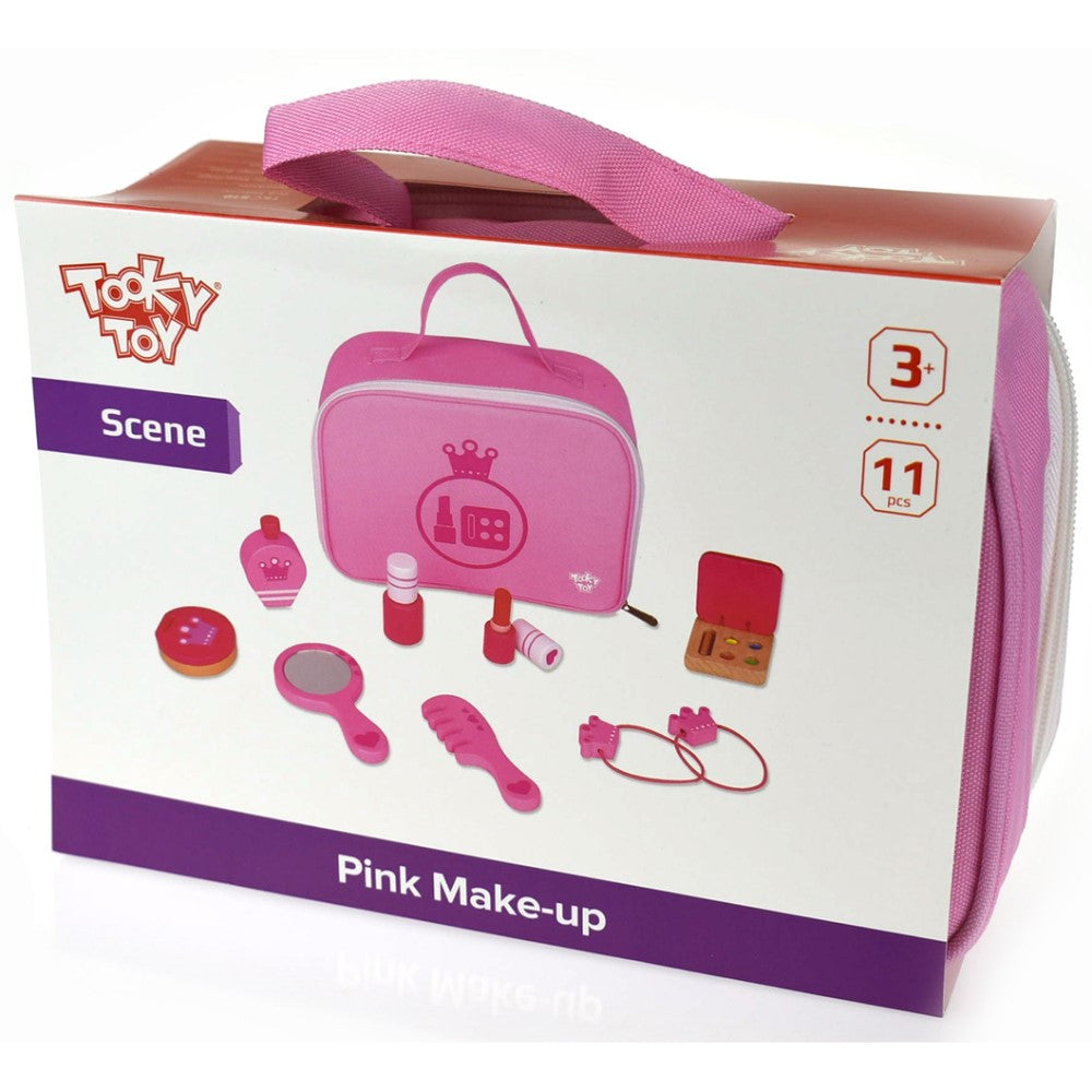 Girls Pretend Play Pink Makeup Set In Carry Case
