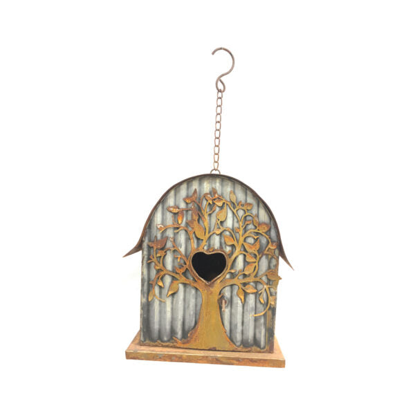 Galvanised & Rust Hanging Tree Bird House