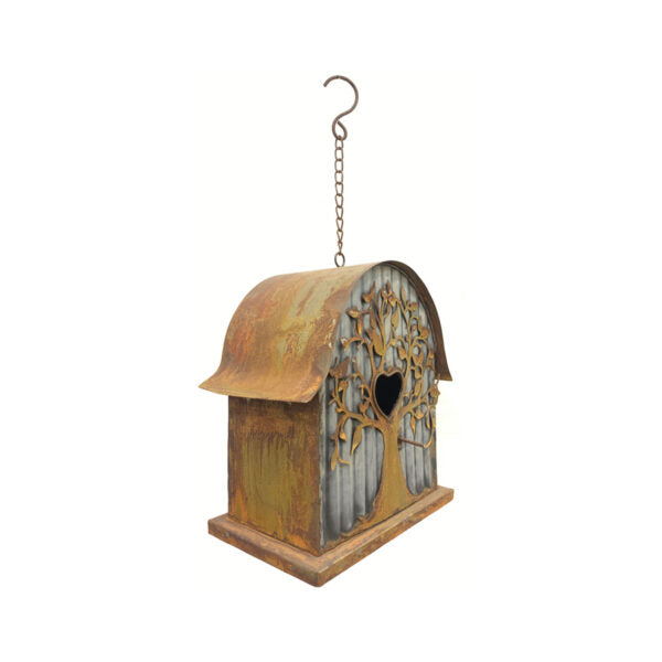 Galvanised & Rust Hanging Tree Bird House