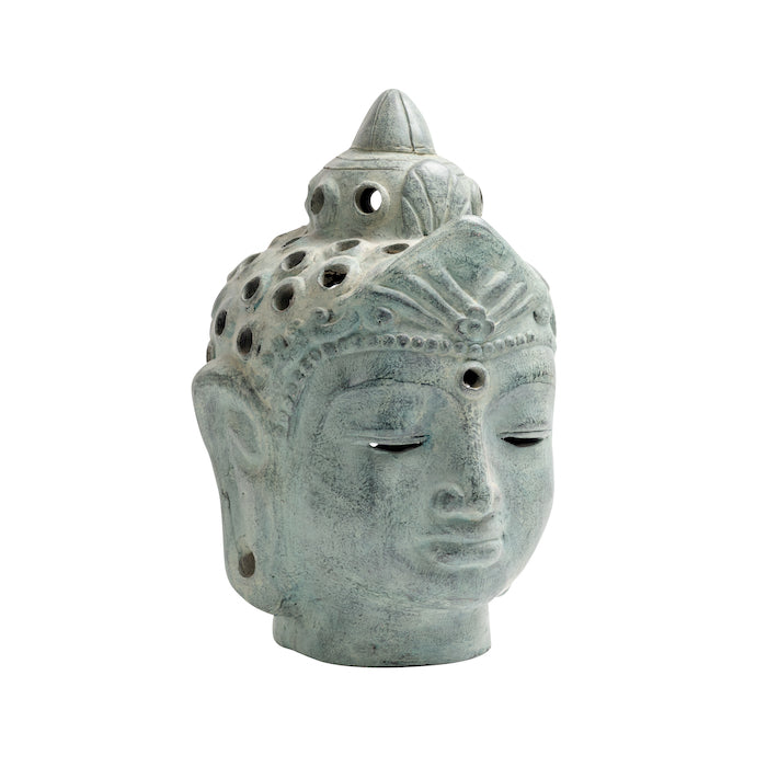 Garden Decor Buddha Head Terracotta - Green