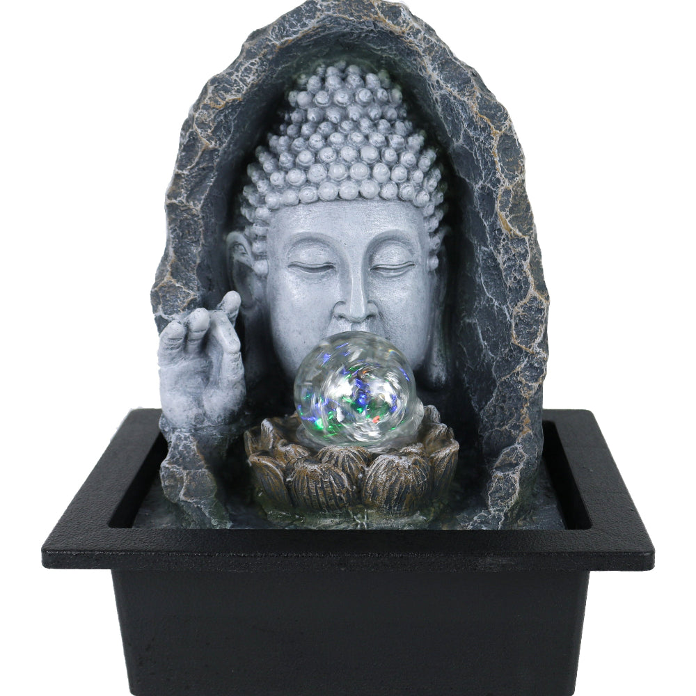 Gazing Buddha Polyresin Fountain Tabletop Decor
