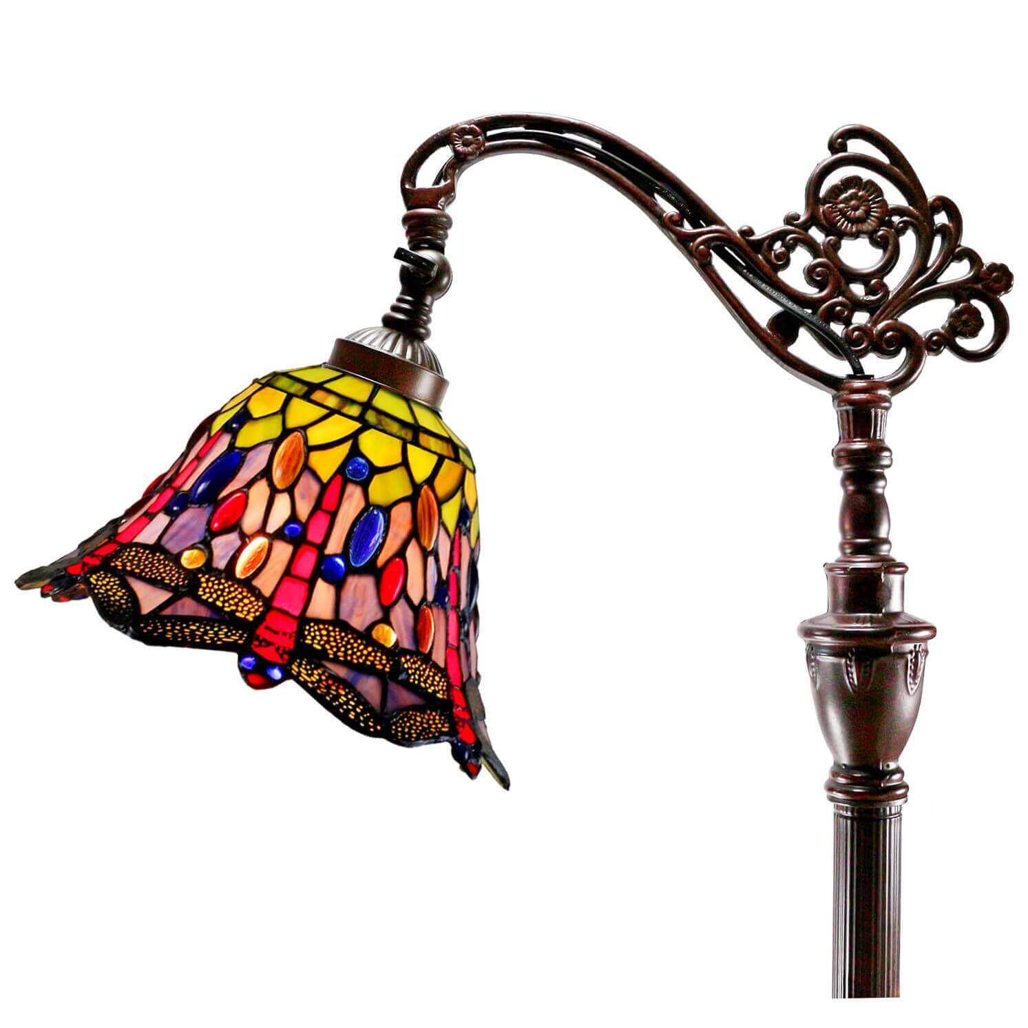 Gems and Dragonflies Downbridge Tiffany Stained Glass Floor Lamp