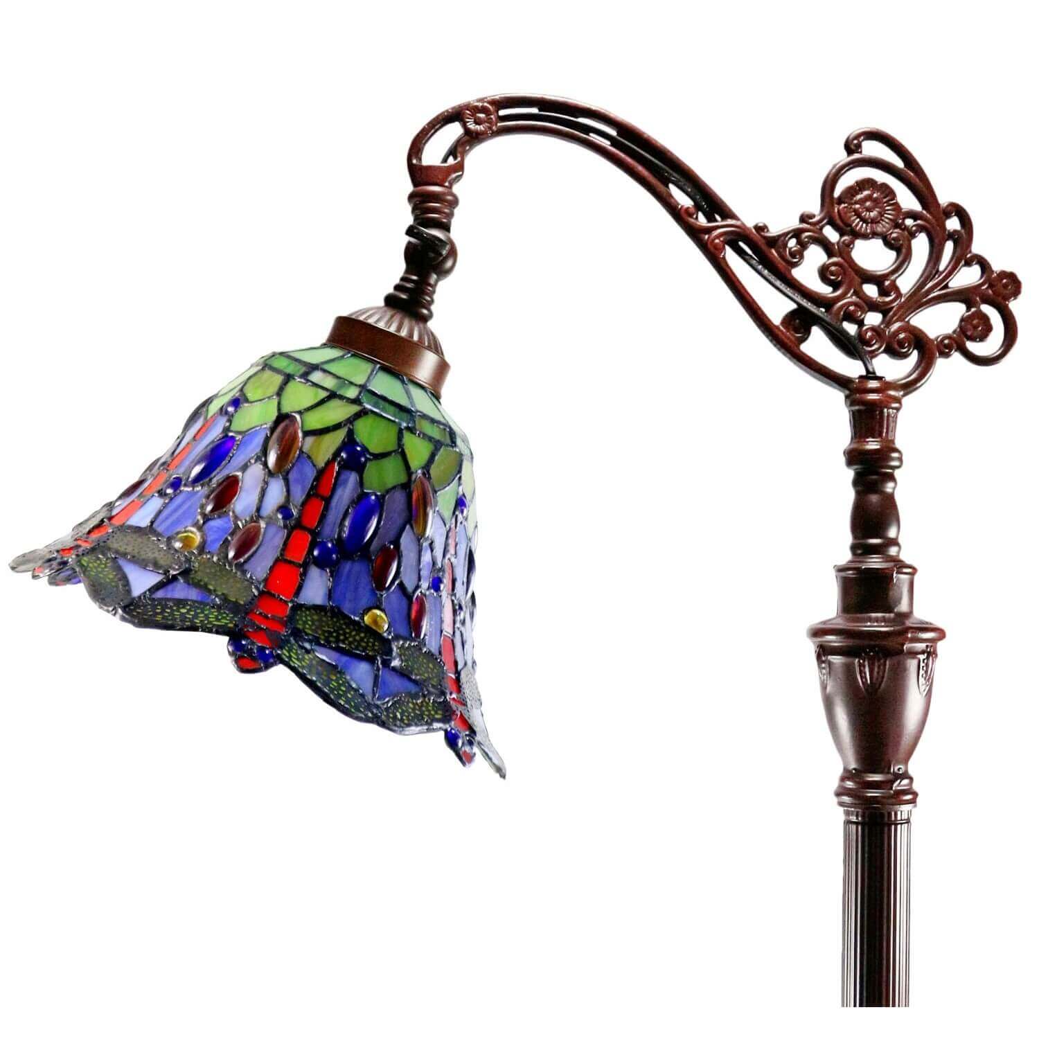 Gems and Dragonflies Downbridge Tiffany Stained Glass Floor Lamp