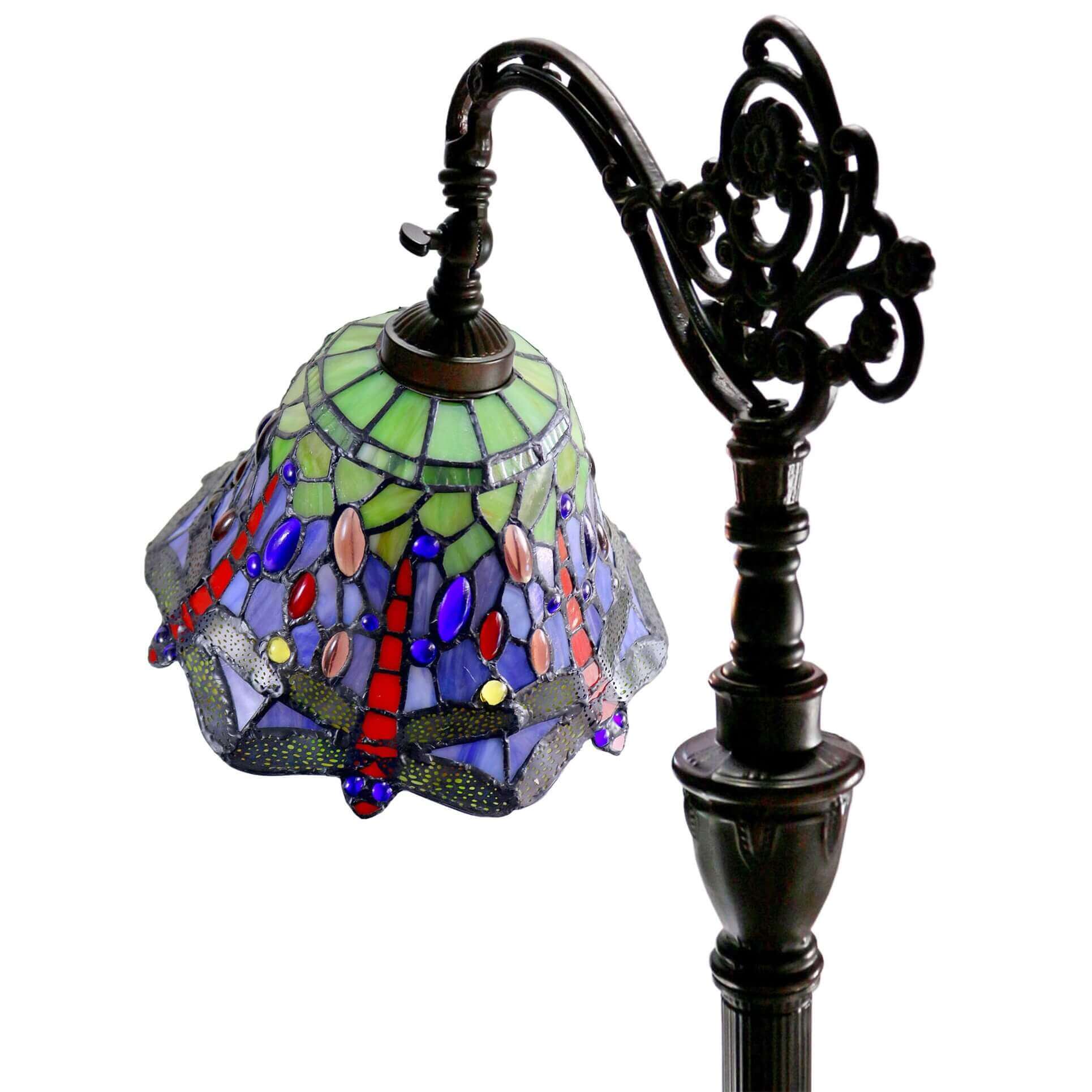 Gems and Dragonflies Downbridge Tiffany Stained Glass Floor Lamp