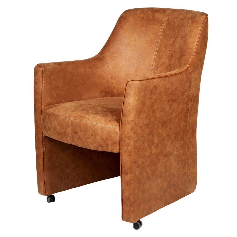 Genoa Rustic Armchair with Wheels and Back-Side Handle