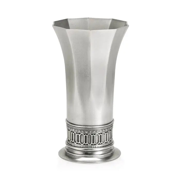 Geometric Marvel Pewter Decahedral Vase