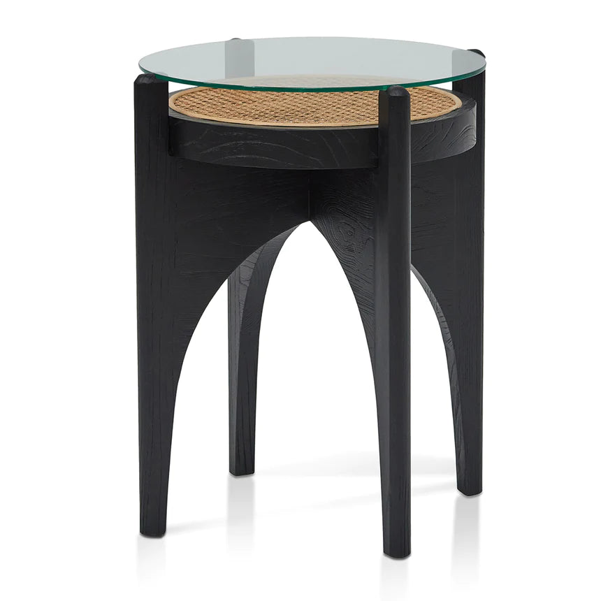 Gilded Birch Glass Side Table 50cms - Black