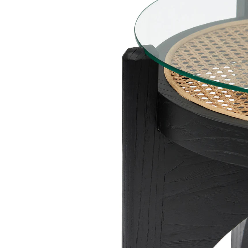 Gilded Birch Glass Side Table 50cms - Black