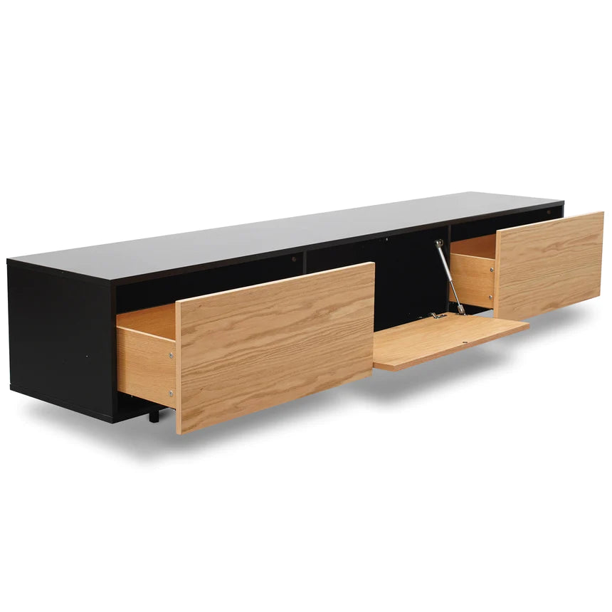Glamour Media TV Unit 230cms - Black & Natural