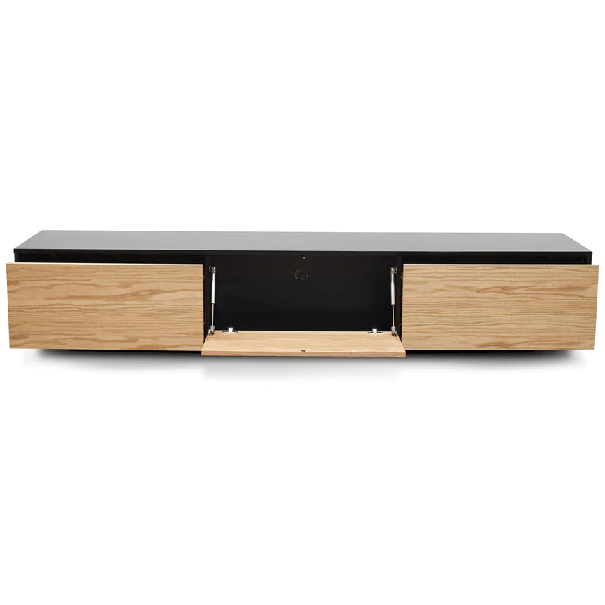 Glamour Media TV Unit 230cms - Black & Natural
