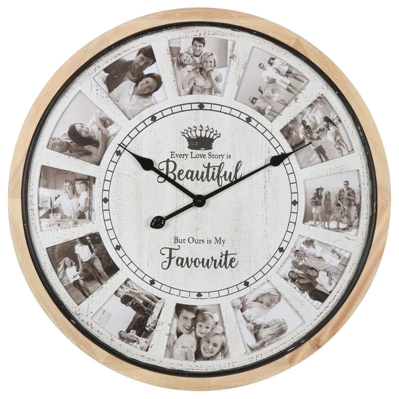 Glamour Photo Gallery Collage Wall Clock 70cms - White