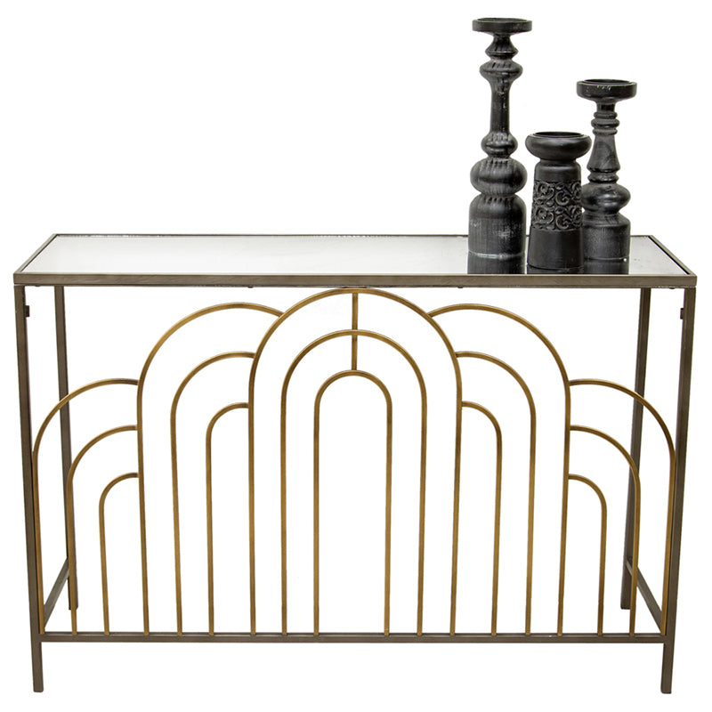 Glamourous Aura Art-Deco Console Table with Mirror Top - 120cms