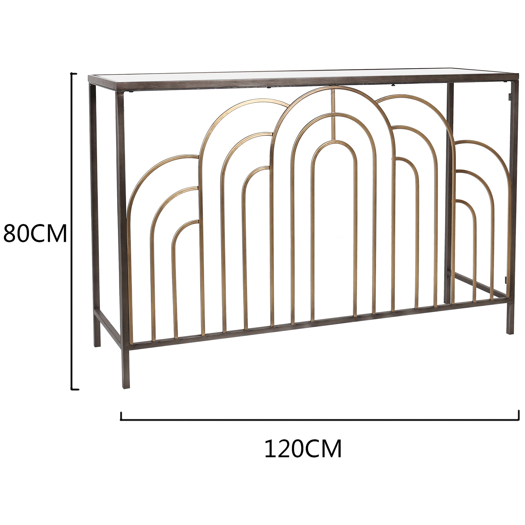 Glamourous Aura Art-Deco Console Table with Mirror Top - 120cms