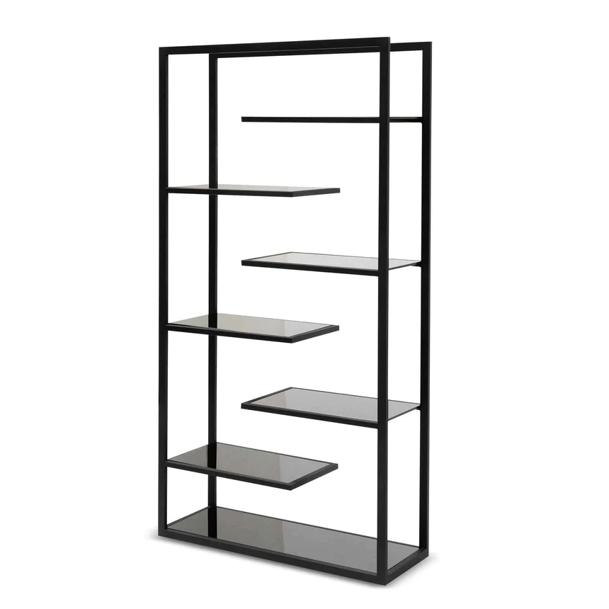 Glass Book Shelving Storage - Black