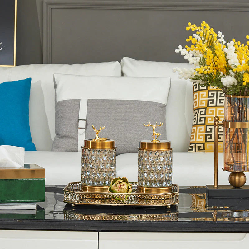 Glass Candy Jar Food Storage Table Decor 23cms