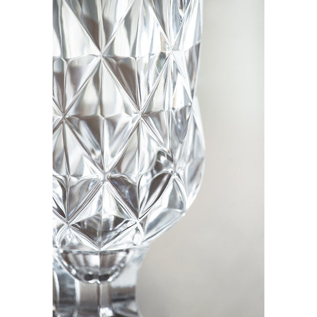 Glass Diamond Pattern Pedestal Vase - 24cm