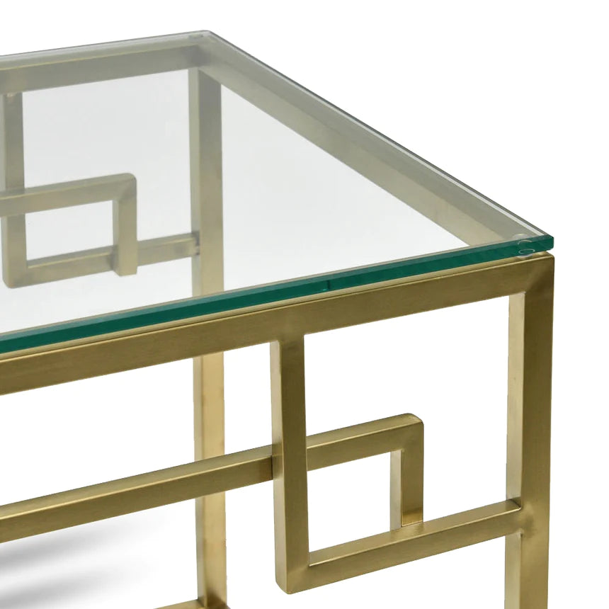 Glass Golden Frame Side Table 50cms