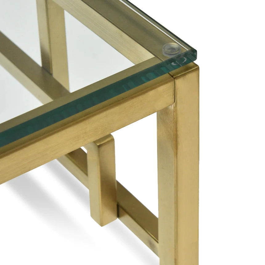 Glass Golden Frame Side Table 50cms