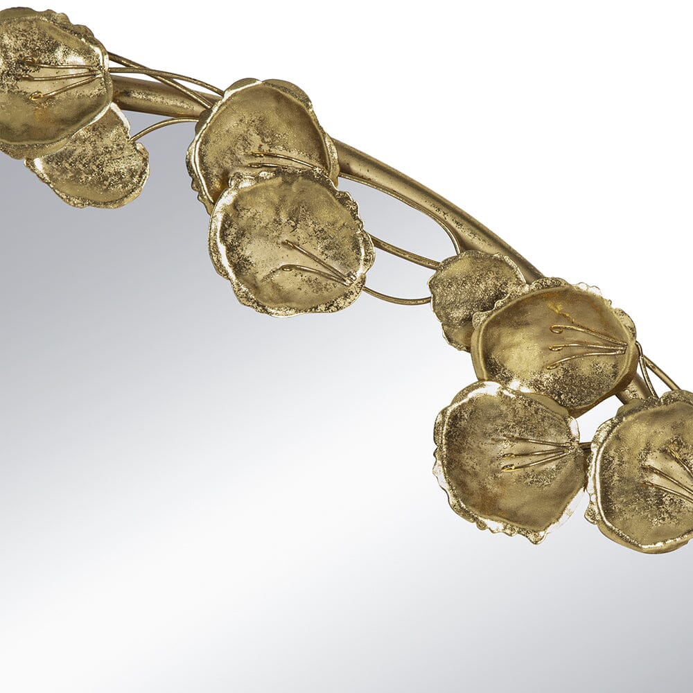 Gold Leaf Accent Round Wall Mirror 90cms