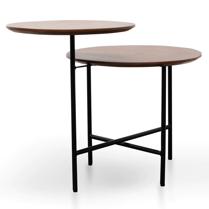Golden Walnut Side Table 51cms - Walnut & Black