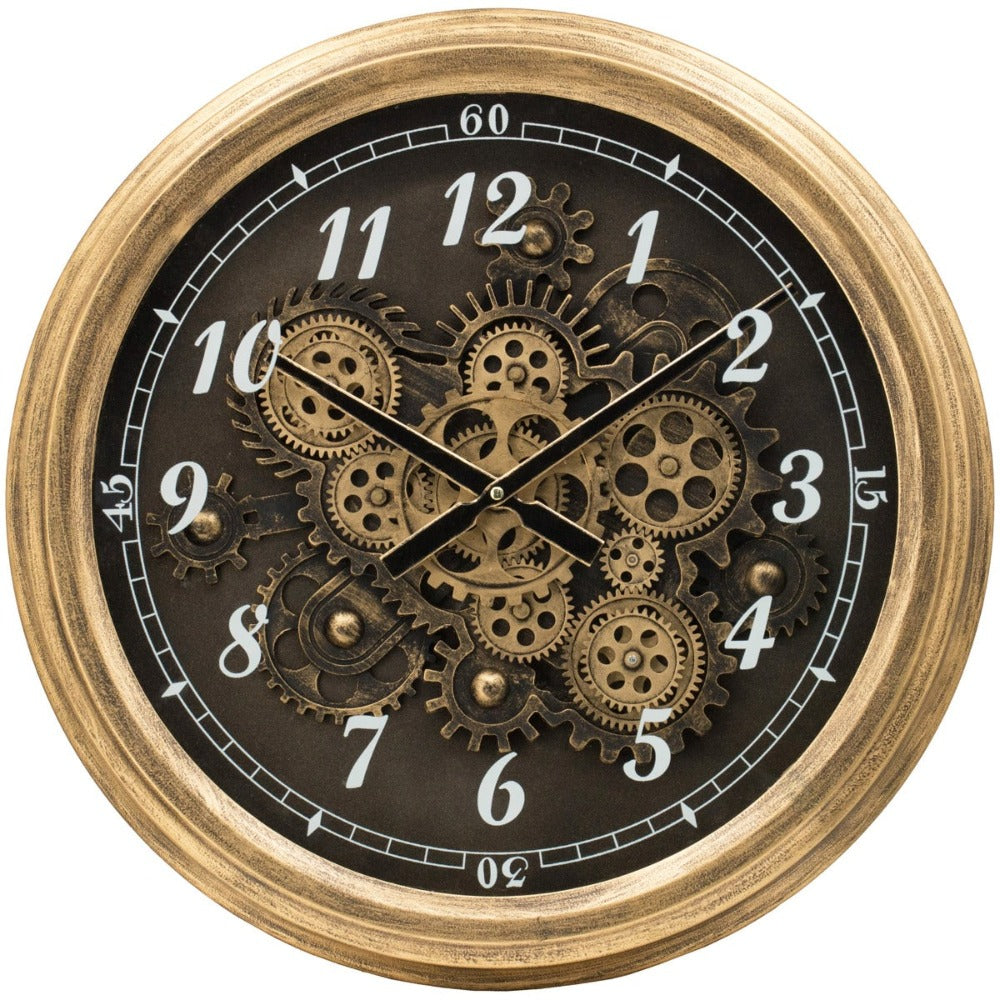 Golden Gearwork Wall Clock