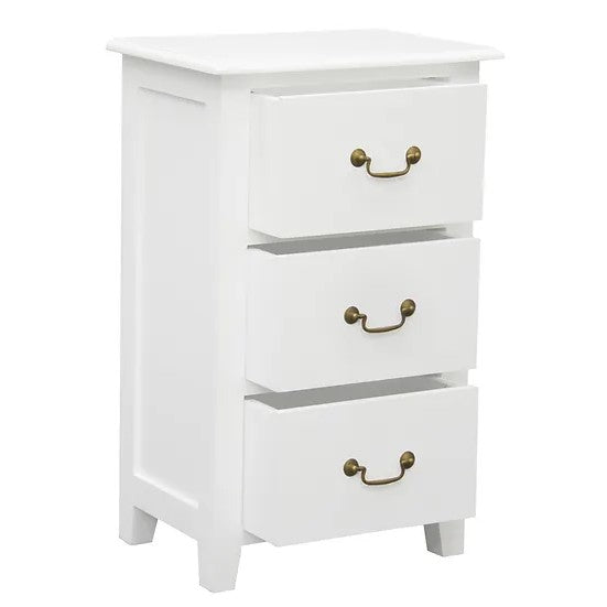 Graceful 3 Drawer Lamp Table - White