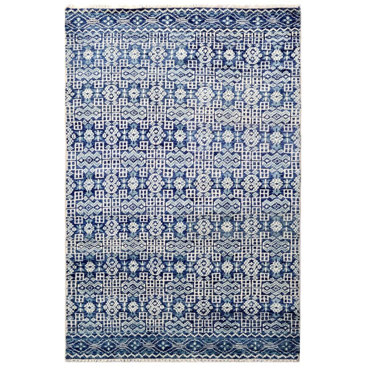 Grand Royal Hand Woven Woolen Rug - Blue (Available in 6 Sizes)