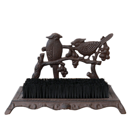 Grapevine and Birds Cast Iron Boot Scraper