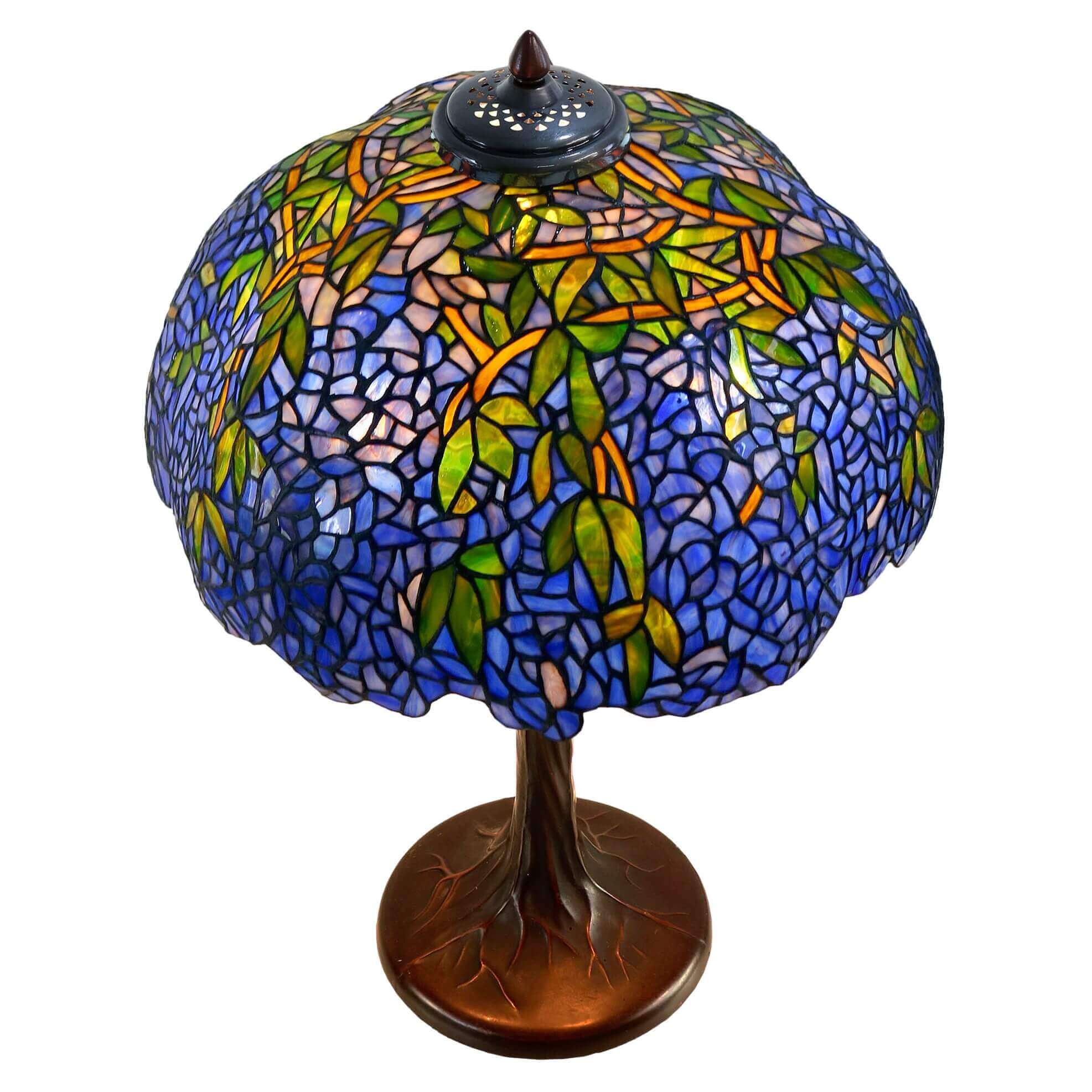 Green Leaves Tiffany Stained Glass Table Lamp (Available in 2 Sizes)