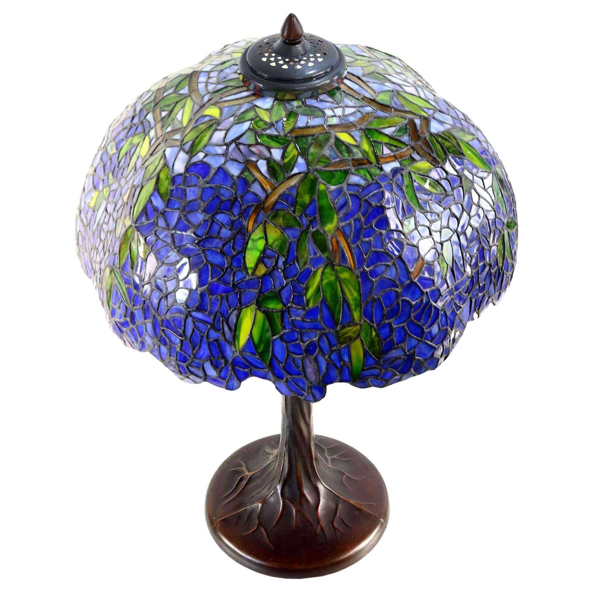 Green Leaves Tiffany Stained Glass Table Lamp (Available in 2 Sizes)