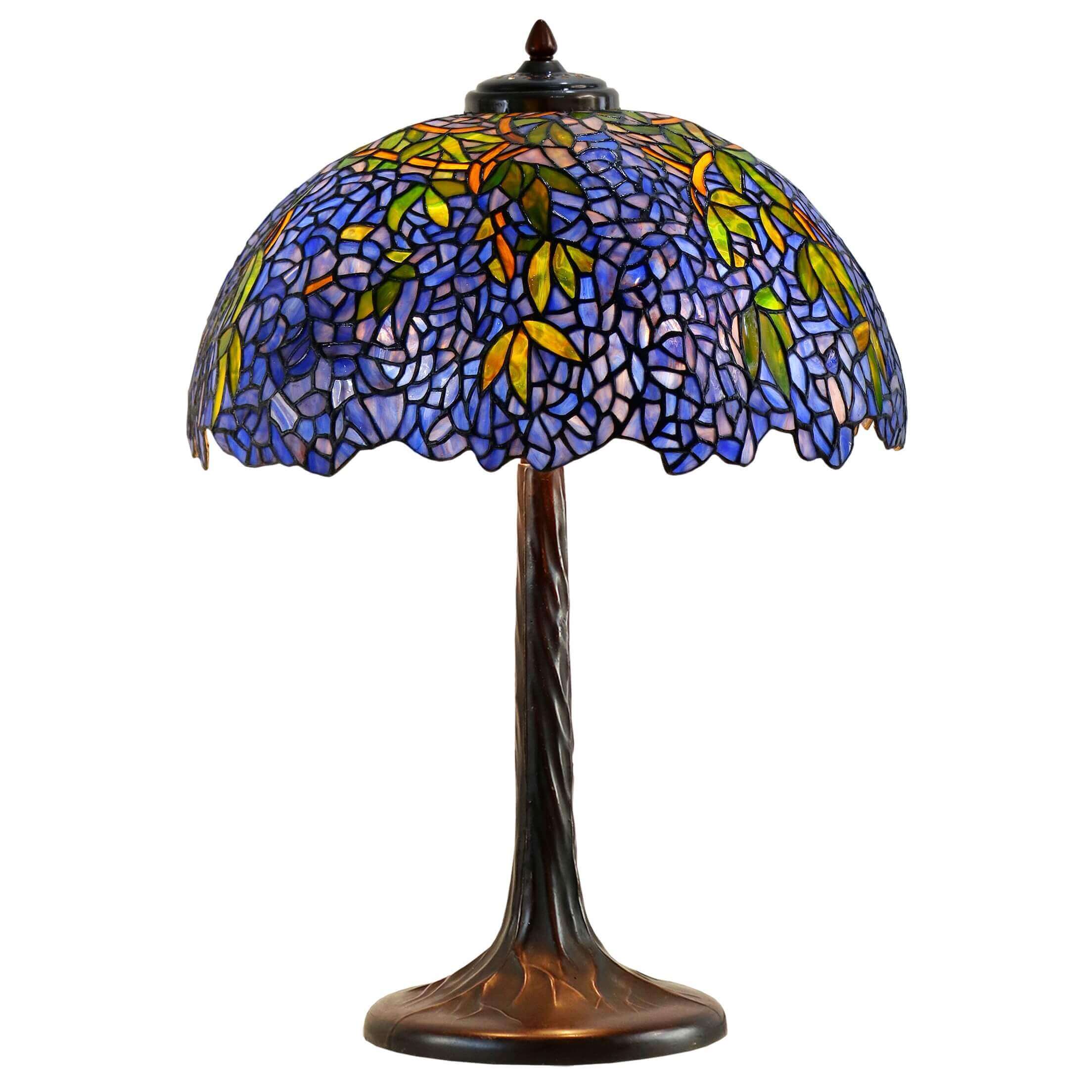 Green Leaves Tiffany Stained Glass Table Lamp (Available in 2 Sizes)