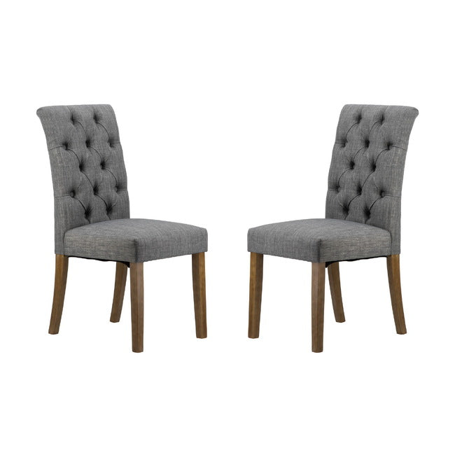 Grey Buttoned Back Armless Dining Chairs - Set of 2