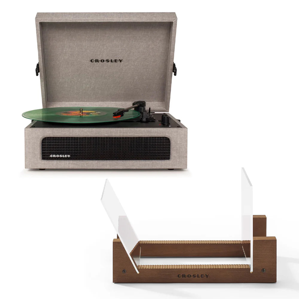 Grey Crosley Cruiser Turntable + Record Storage Display