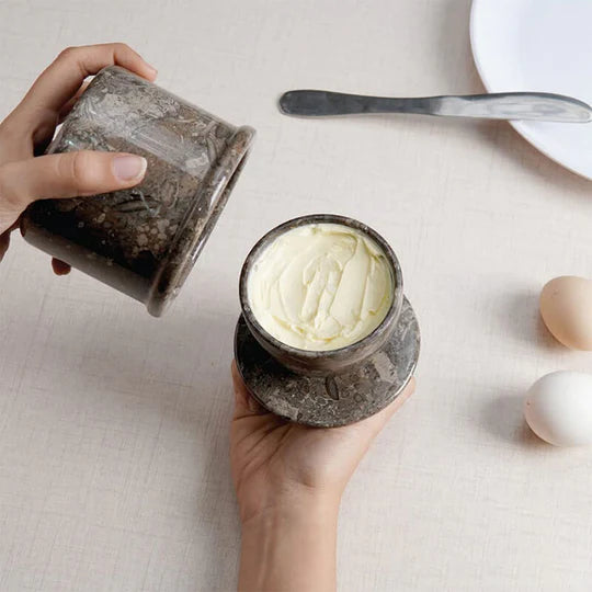 Premuim Quality Marble Butter Crock - Grey