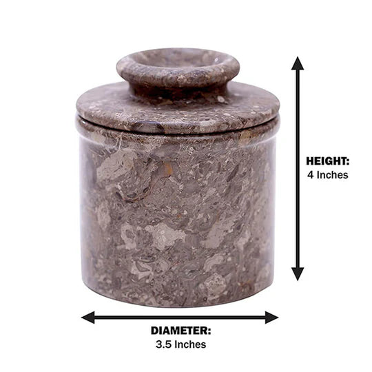 Premuim Quality Marble Butter Crock - Grey