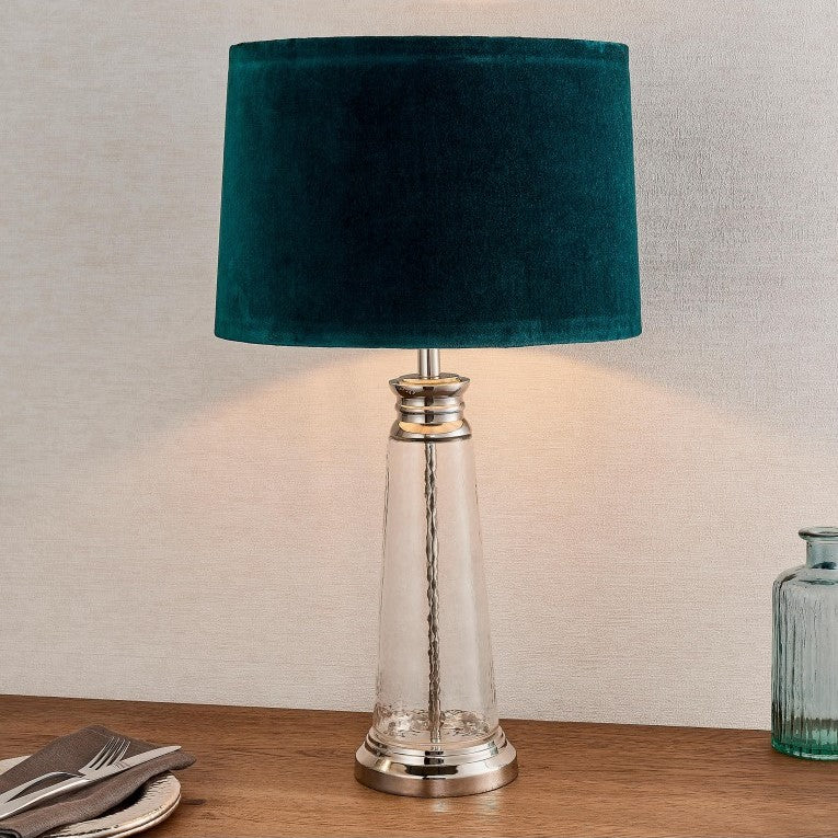 Hammered Radiance Lamp in Teal Velvet