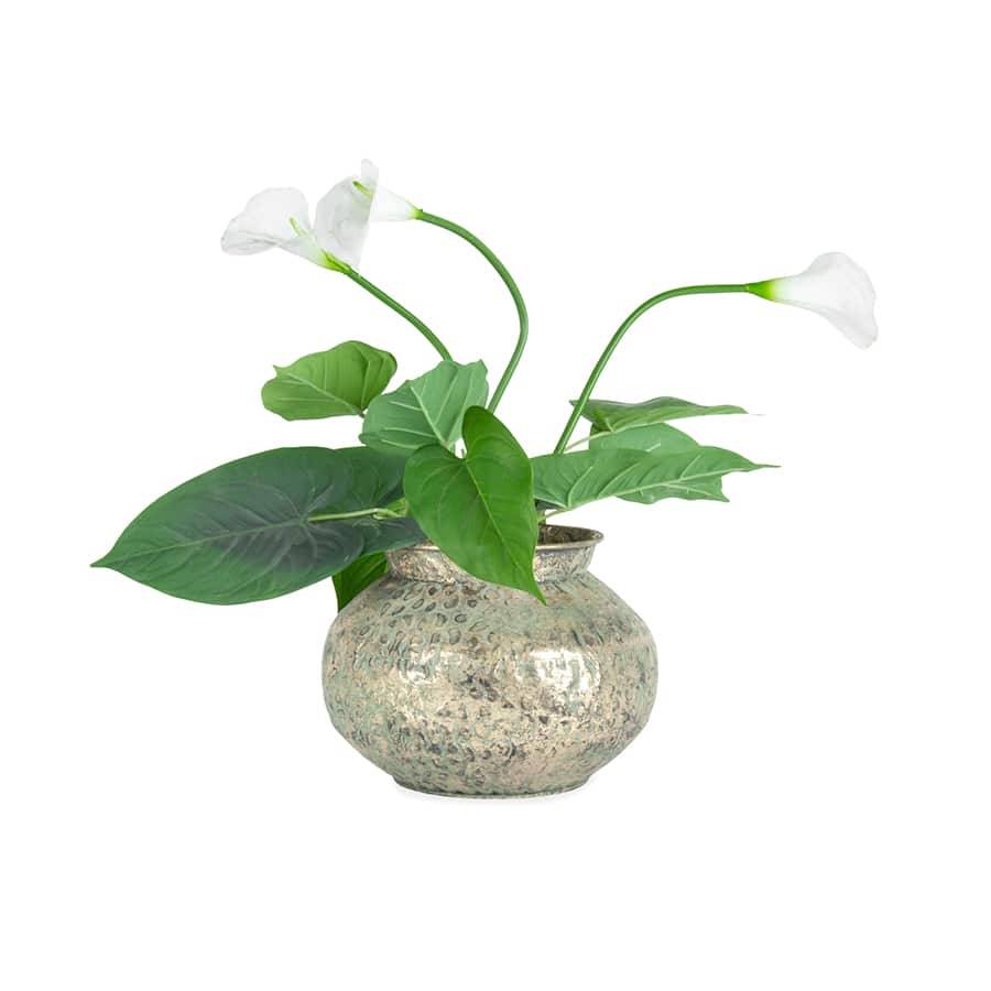 Hammered Squat Bowl with Lip - Antique Gold - 28x21cms