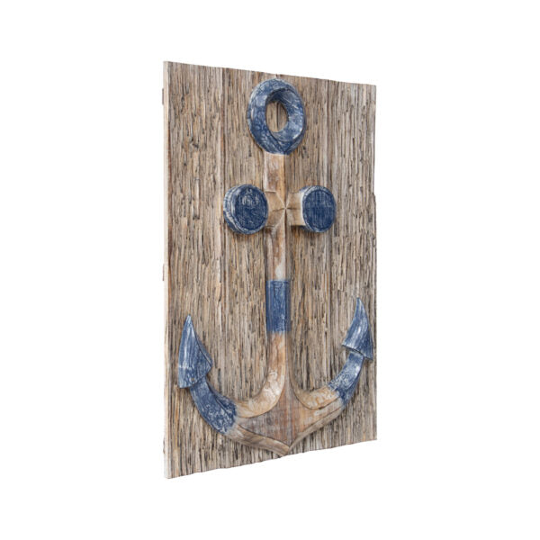 Hand-Carved Anchor Plaque Wall Decor 60cms