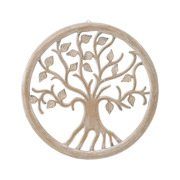 Hand-carved Round Tree-of-Life Wall Decor 40cms