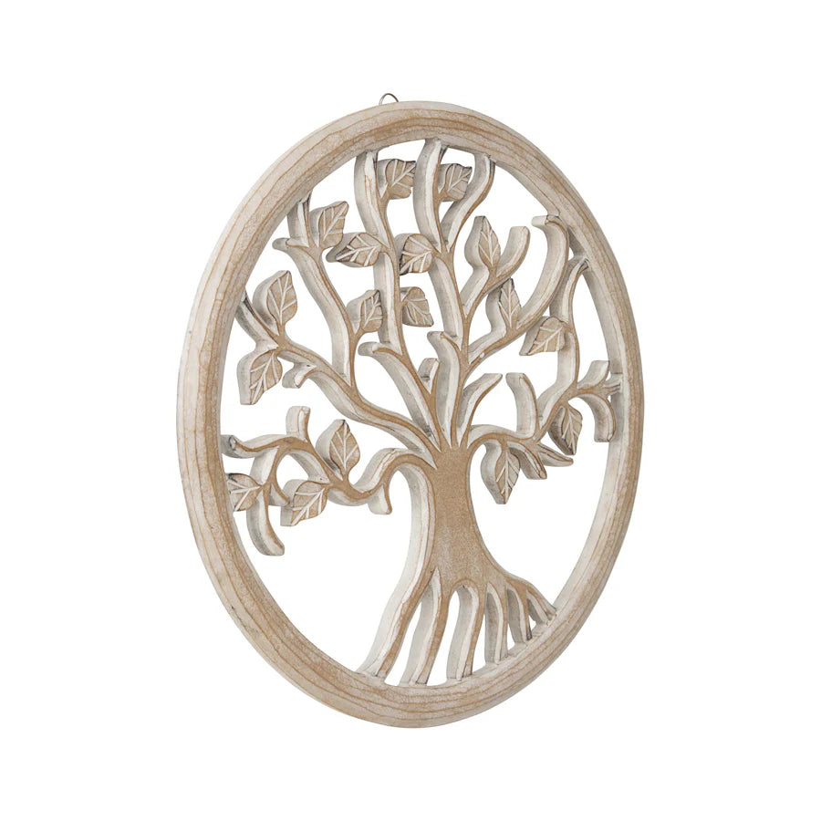 Hand-carved Round Tree-of-Life Wall Decor 40cms