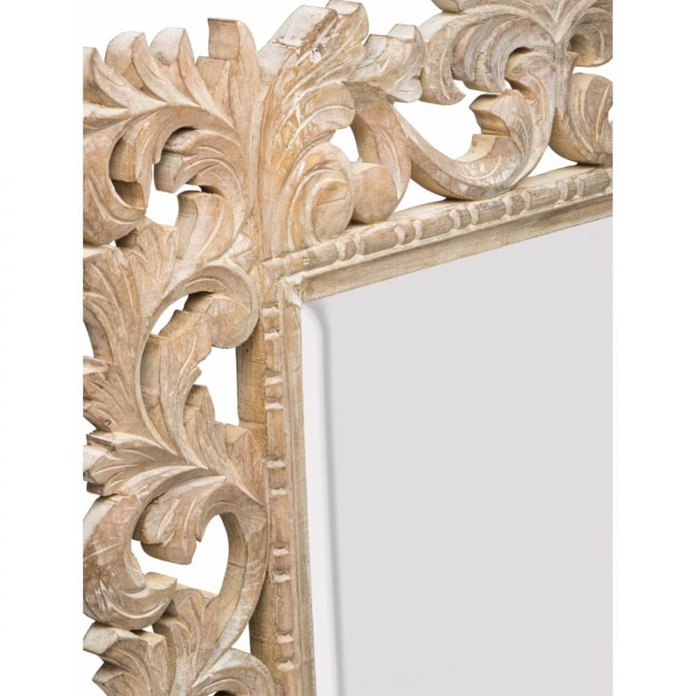 Hand Carved Bevelled Timber Frame Wall Mirror