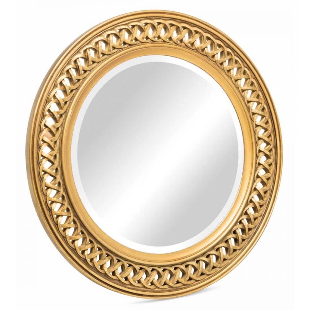 Hand Carved Spiral Pattern Wooden Frame Wall Mirror