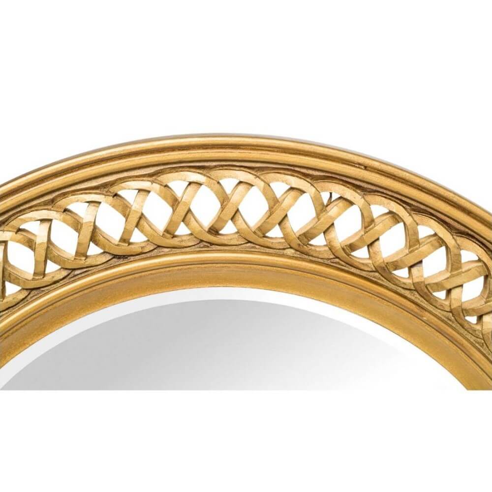 Hand Carved Spiral Pattern Wooden Frame Wall Mirror