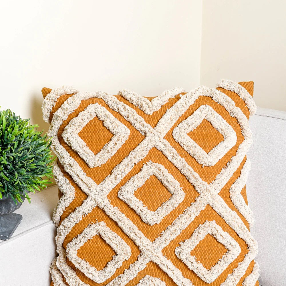 Hand Tufted Boho Cotton Cushion Cover 50 x 50cms (Available in 3 Colors)