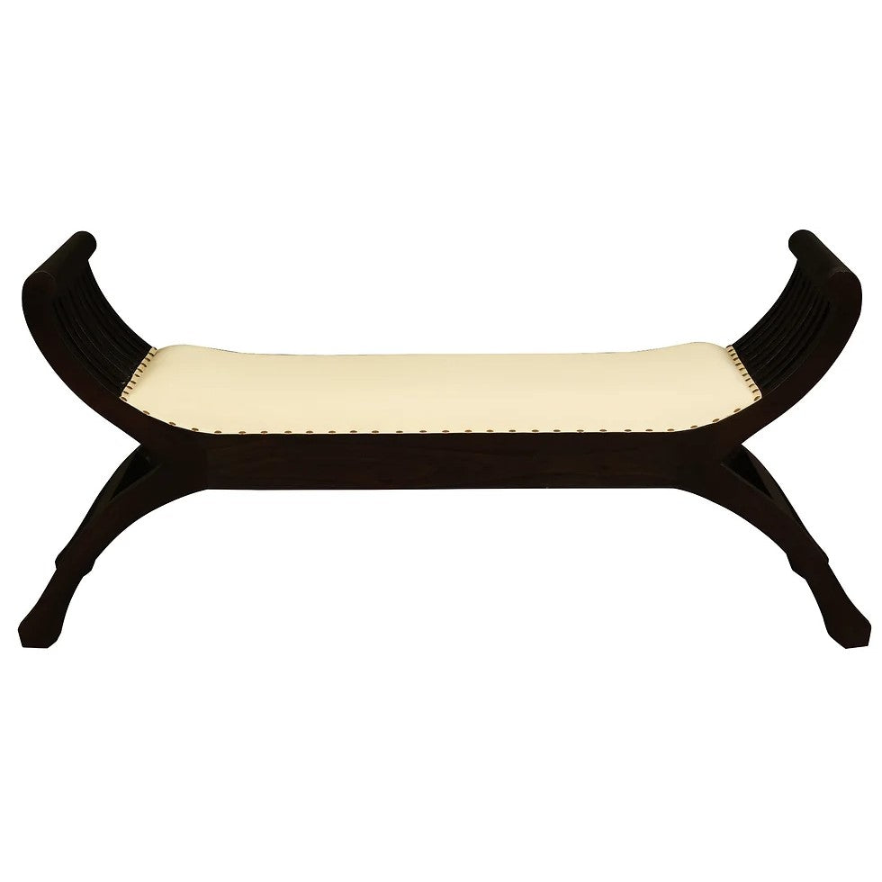 Handcrafted 2 Seater Stool - Dark Brown